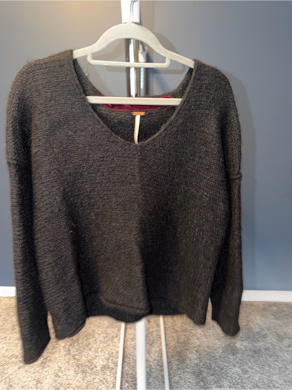 Free People Black V-Neck Sweater
